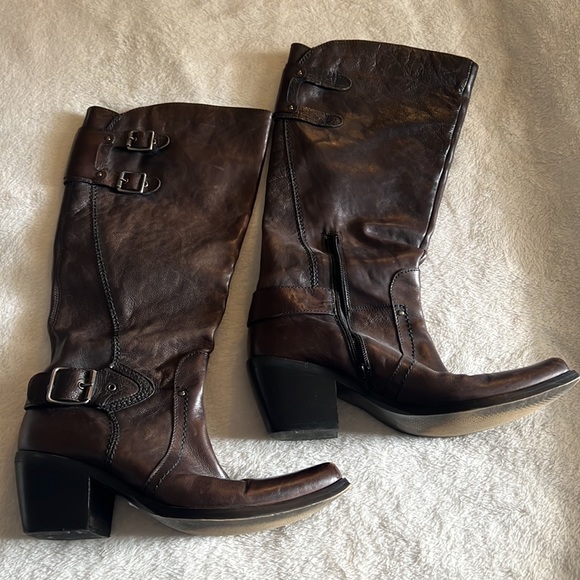 Brown Italian leather boots size 9 - Picture 2 of 7